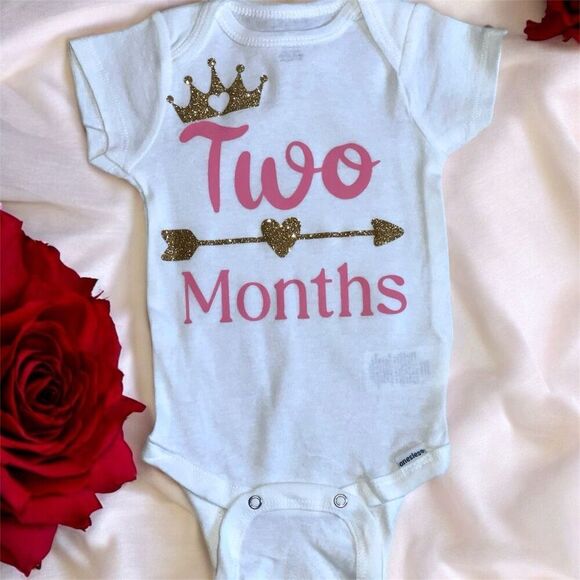 Two month baby onesie hand made milestone onesie - Picture 1 of 1
